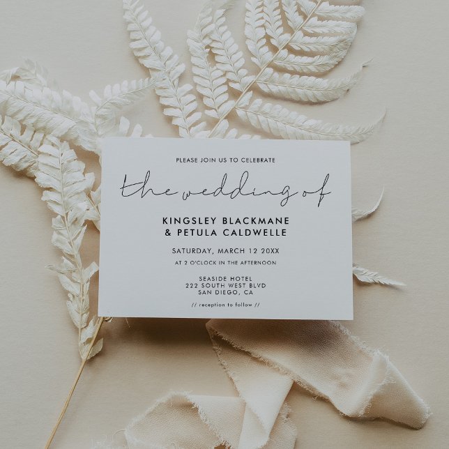 Invitation Mariage minimaliste manuscrit (Minimalist handwritten wedding invitation)