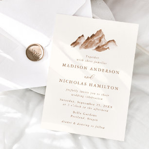 Invitation Mariage Minimaliste Marron de Montagne