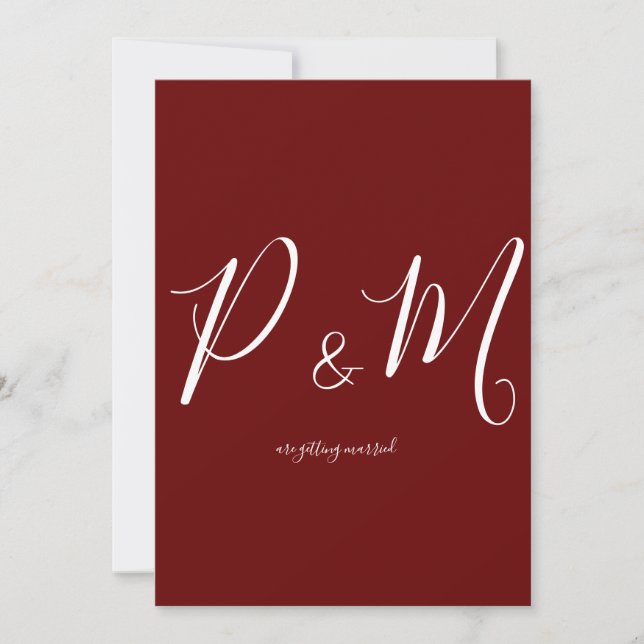 Invitation Mariage minimaliste marron rouge et blanc (Devant)