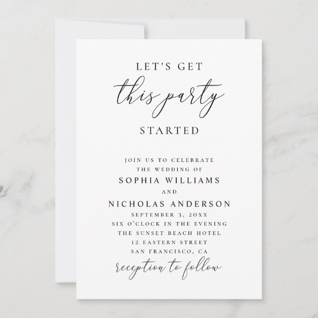 Invitation Mariage Minimaliste | Mettons l'ambiance (Devant)