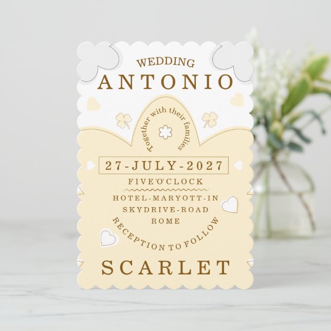Invitation Mariage Minimaliste Mignon  Esthétique Chaleureuse (Debout devant)