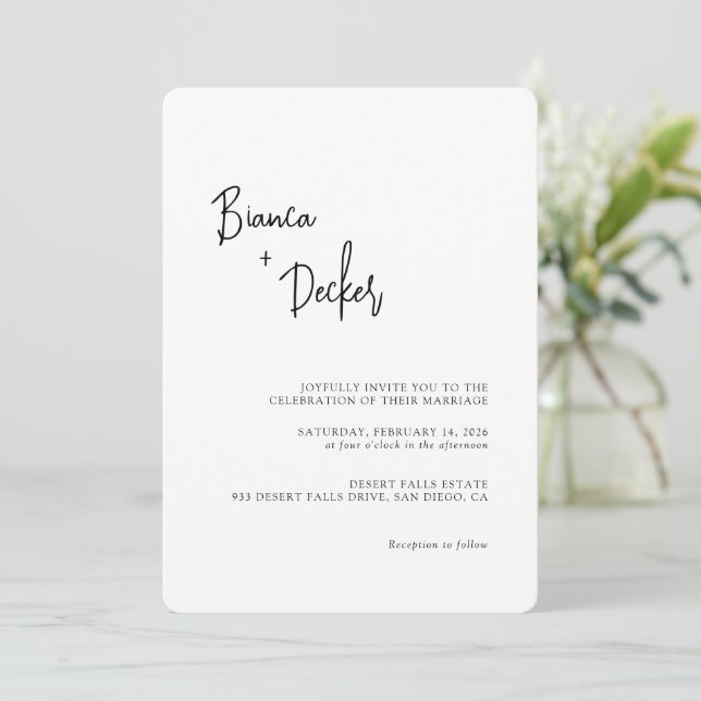 Invitation Mariage Minimaliste Moderne (Debout devant)