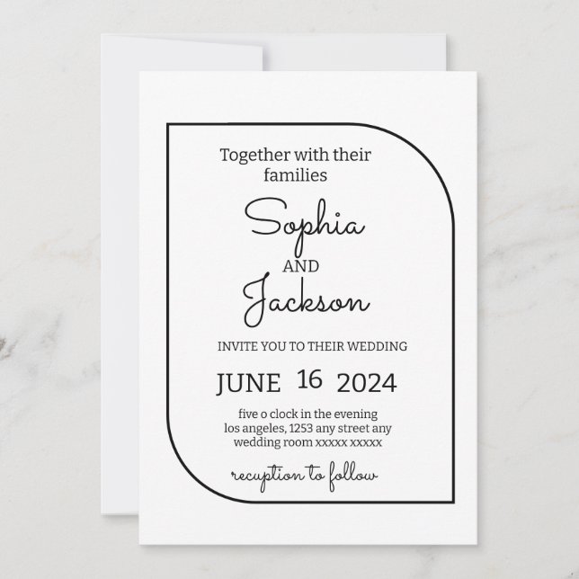Invitation Mariage Minimaliste Moderne (Devant)