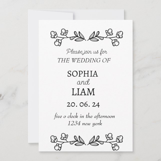 Invitation Mariage Minimaliste Moderne (Devant)