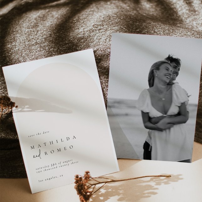 Invitation Mariage minimaliste moderne arche beige enregistre (Créateur téléchargé)