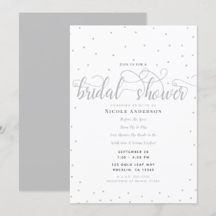 Invitation Mariage minimaliste moderne argent et blanc avec é