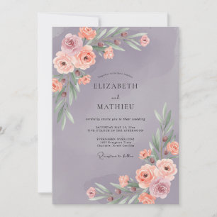Invitation Mariage minimaliste moderne au blanc perle d'eucal