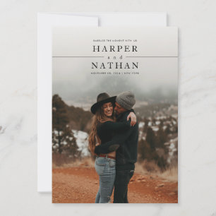 Invitation Mariage minimaliste moderne avec code QR photo