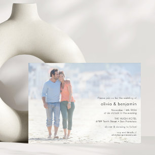 Invitation Mariage Minimaliste Moderne avec Photo de Couple E