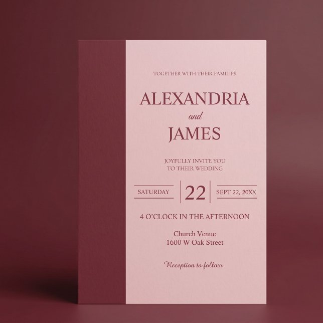 Invitation Mariage minimaliste moderne Bar Bourgogne (Créateur téléchargé)