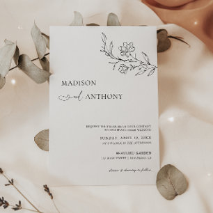 Invitation Mariage minimaliste moderne blanc art en ligne flo