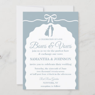 Invitation Mariage minimaliste moderne Blue Bows & Ribbons