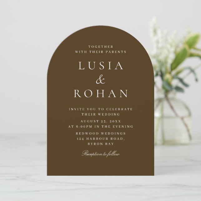 Invitation Mariage minimaliste moderne Boho Arch (Debout devant)