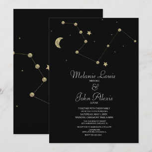 Invitation Mariage minimaliste moderne constellation feuille 