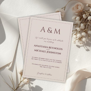Invitation Mariage minimaliste moderne couleur chamois