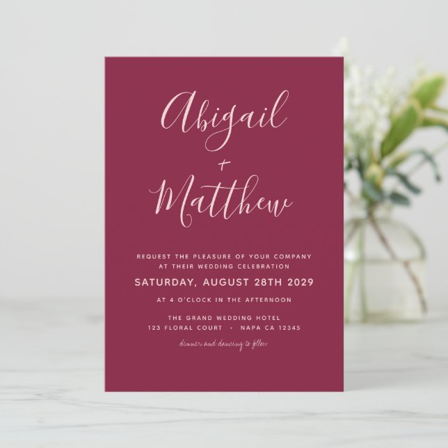 Invitation Mariage minimaliste moderne de Bourgogne (Debout devant)