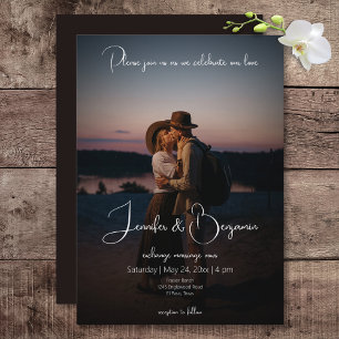 Invitation Mariage minimaliste moderne de la photo Dark