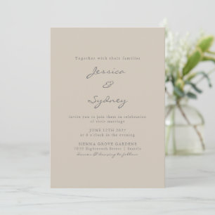 Invitation Mariage minimaliste moderne de style beige
