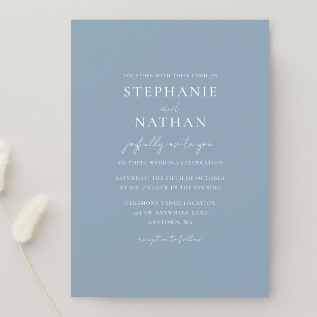 Invitation Mariage minimaliste moderne Dusty Blue (Créateur téléchargé)