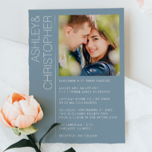 Invitation Mariage minimaliste moderne Dusty Blue Photo