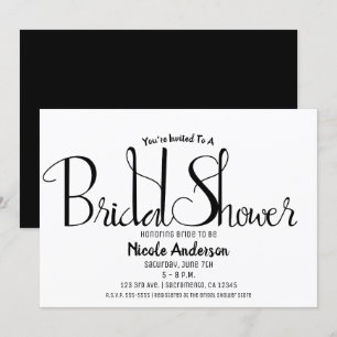 Invitation Mariage Minimaliste Moderne Écriture Noire