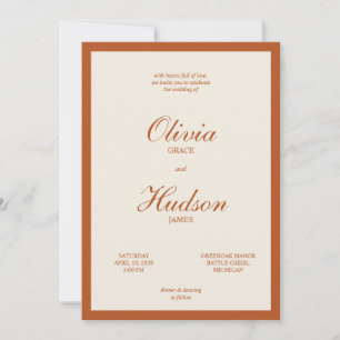 Invitation Mariage minimaliste moderne écriture Terracotta ro