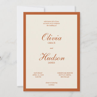 Invitation Mariage minimaliste moderne écriture Terracotta ro