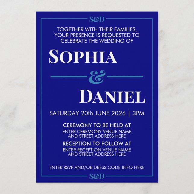 Invitation Mariage minimaliste moderne éditable (Devant)