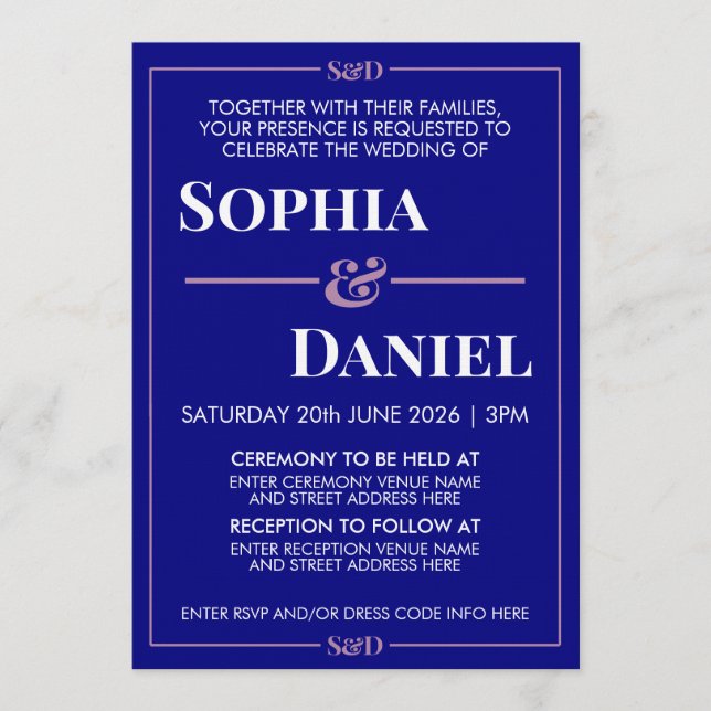 Invitation Mariage minimaliste moderne éditable (Devant)