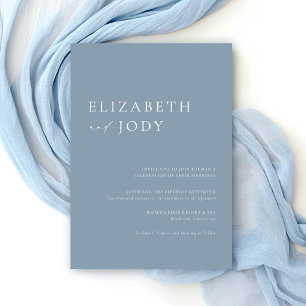 Invitation Mariage Minimaliste Moderne Élégant Bleu Poussiére