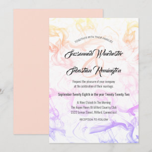 Invitation Mariage Minimaliste Moderne Fumé Coloré