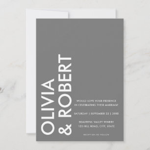 Invitation Mariage minimaliste moderne Gris Gras Gris