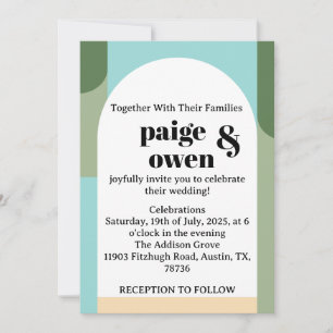 Invitation Mariage minimaliste moderne Inviter Bleu + Vert