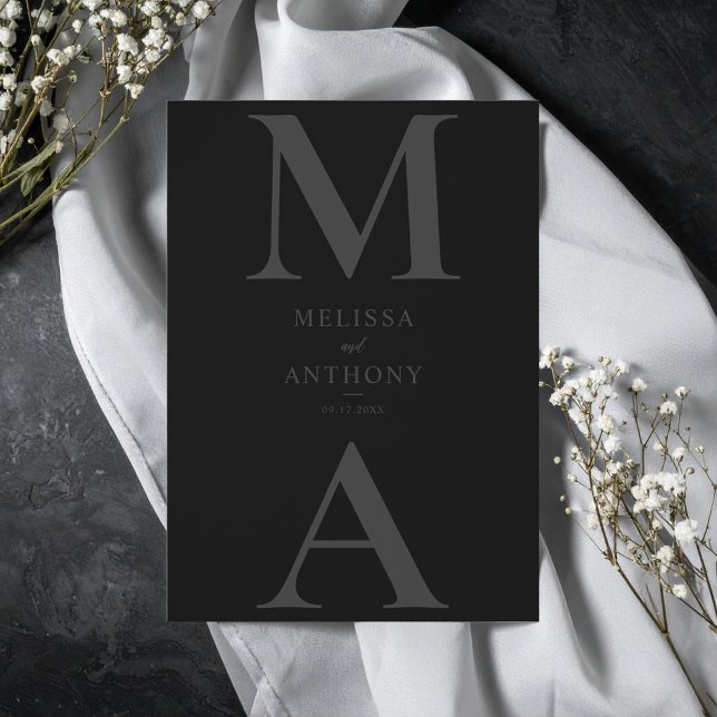 Invitation Mariage Minimaliste Moderne Mat Noir (Créateur téléchargé)