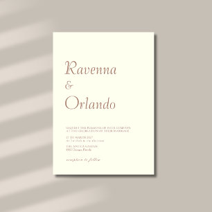 Invitation Mariage minimaliste moderne Mocha Ivoire