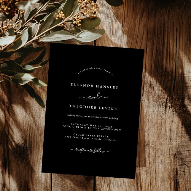 Invitation Mariage minimaliste moderne noir   (Créateur téléchargé)