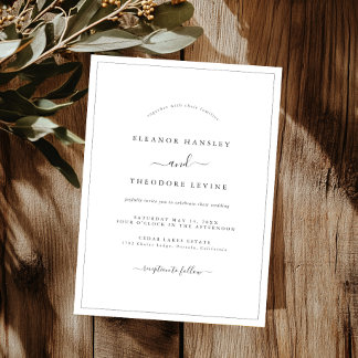Invitation Mariage Minimaliste Moderne Noir Blanc  