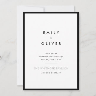 Invitation Mariage Minimaliste Moderne Noir et Blanc