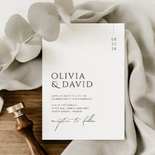 Invitation Mariage minimaliste moderne noir et blanc 