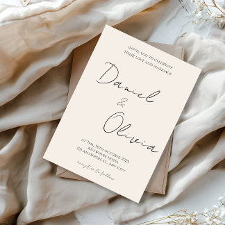 Invitation Mariage Minimaliste Moderne Noir et Blanc