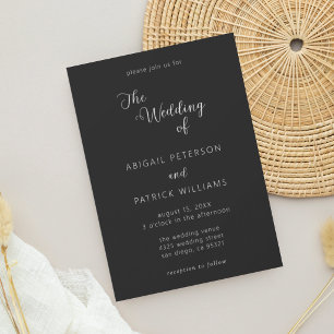 Invitation Mariage minimaliste moderne noir et blanc