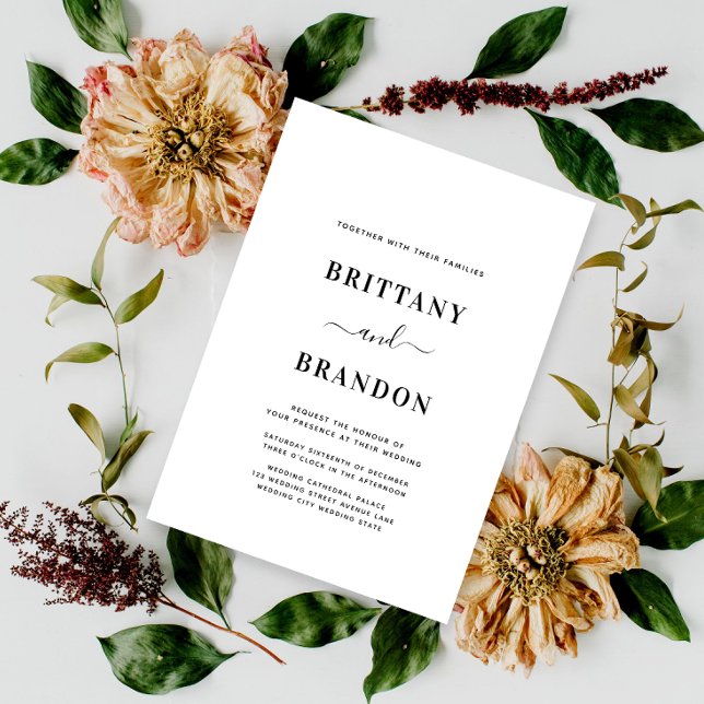 Invitation Mariage minimaliste moderne noir et blanc (Créateur téléchargé)