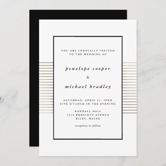 Invitation Mariage minimaliste moderne noir et blanc (Devant / Derrière)