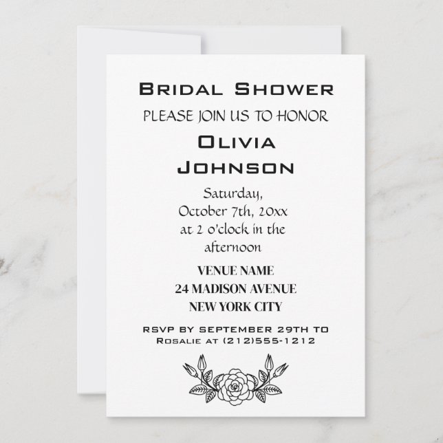 Invitation Mariage Minimaliste Moderne Noir et Blanc (Devant)