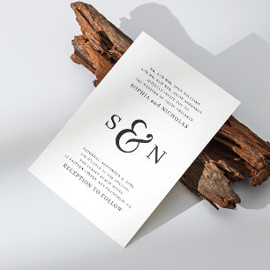 Invitation Mariage minimaliste moderne noir et blanc simple