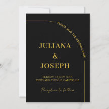 Mariage minimaliste moderne noir et or