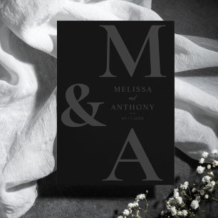 Invitation Mariage Minimaliste Moderne Noir Mat