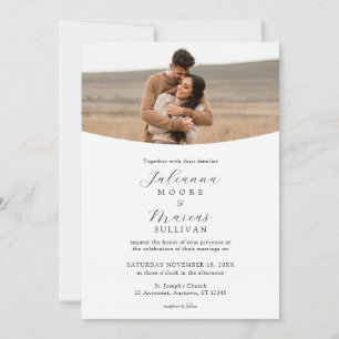 Invitation Mariage Minimaliste Moderne Photo Blanche