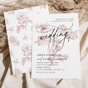 Invitation Mariage minimaliste moderne rose pâle