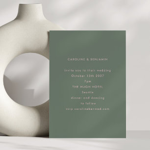 Invitation Mariage minimaliste moderne rose pâle et vert saug